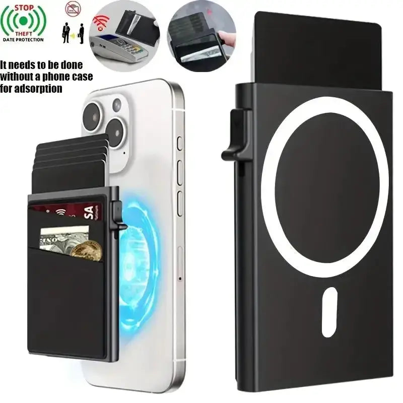 Simples Market Slim Pop-Up Card Holder for Phone with RFID Blocking, Magnetic Auto-Pop Wallet