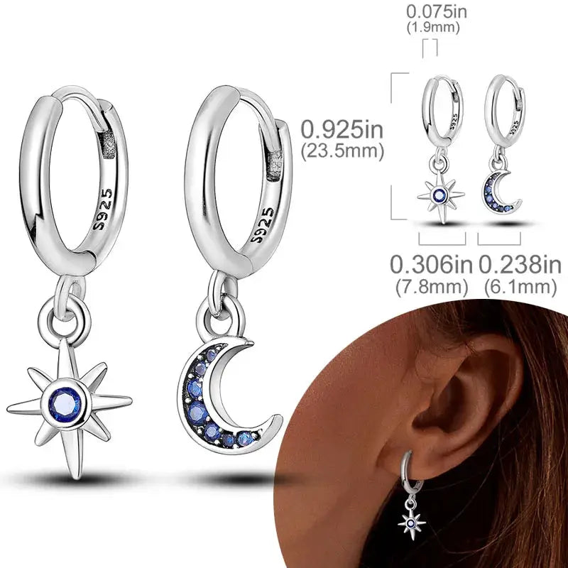 925 Sterling Silver Hoop Earrings Hypoallergenic Zirconia Hoops For Women Girls High Quality Fashion Jewelry