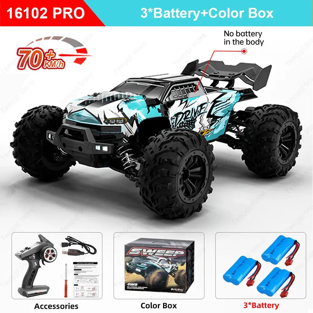 Teeggi 16101/16102 PRO 1:16 high-speed RC car with LED lights, blue camouflage, 4WD Simples Market