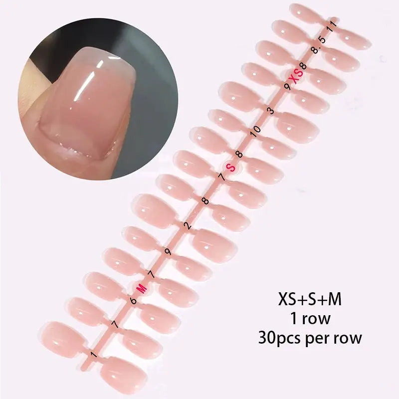GlamNail Matte Nude Press On Nails Full Cover Easy Quick Extension 30 Piece Set For At Home Manicure