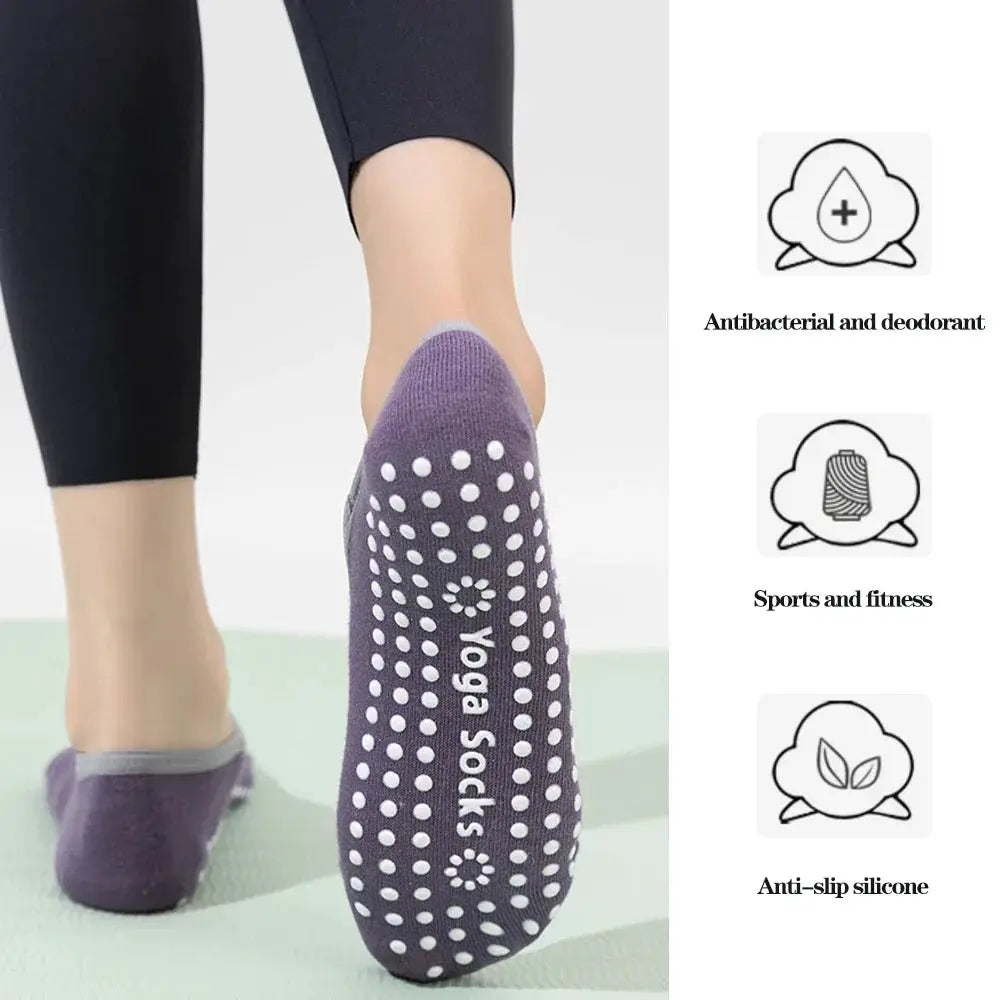Three Pairs Professional Women Yoga Socks Silicone Anti Slip Backless Breathable Bandage For Yoga Pilates Ballet Sport