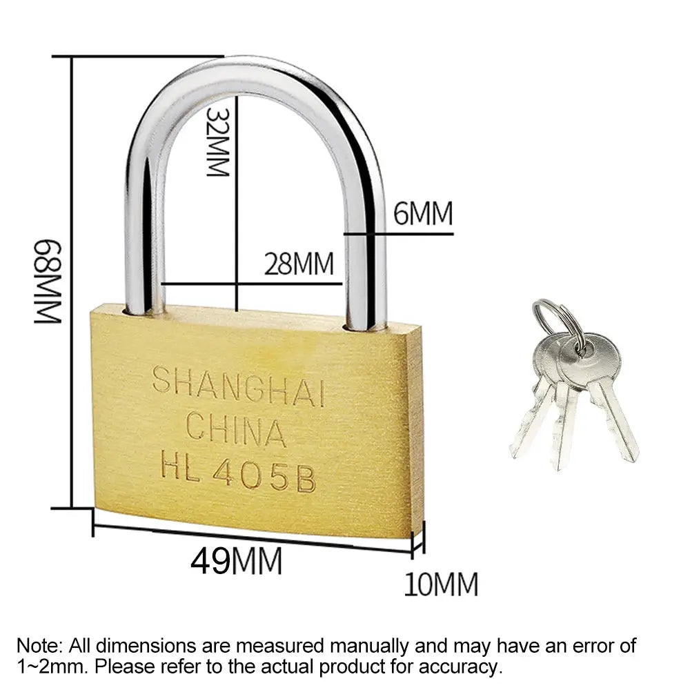 Copper padlock with silver shackle from Simples Market; available in 20–50mm sizes and includes 3 keys
