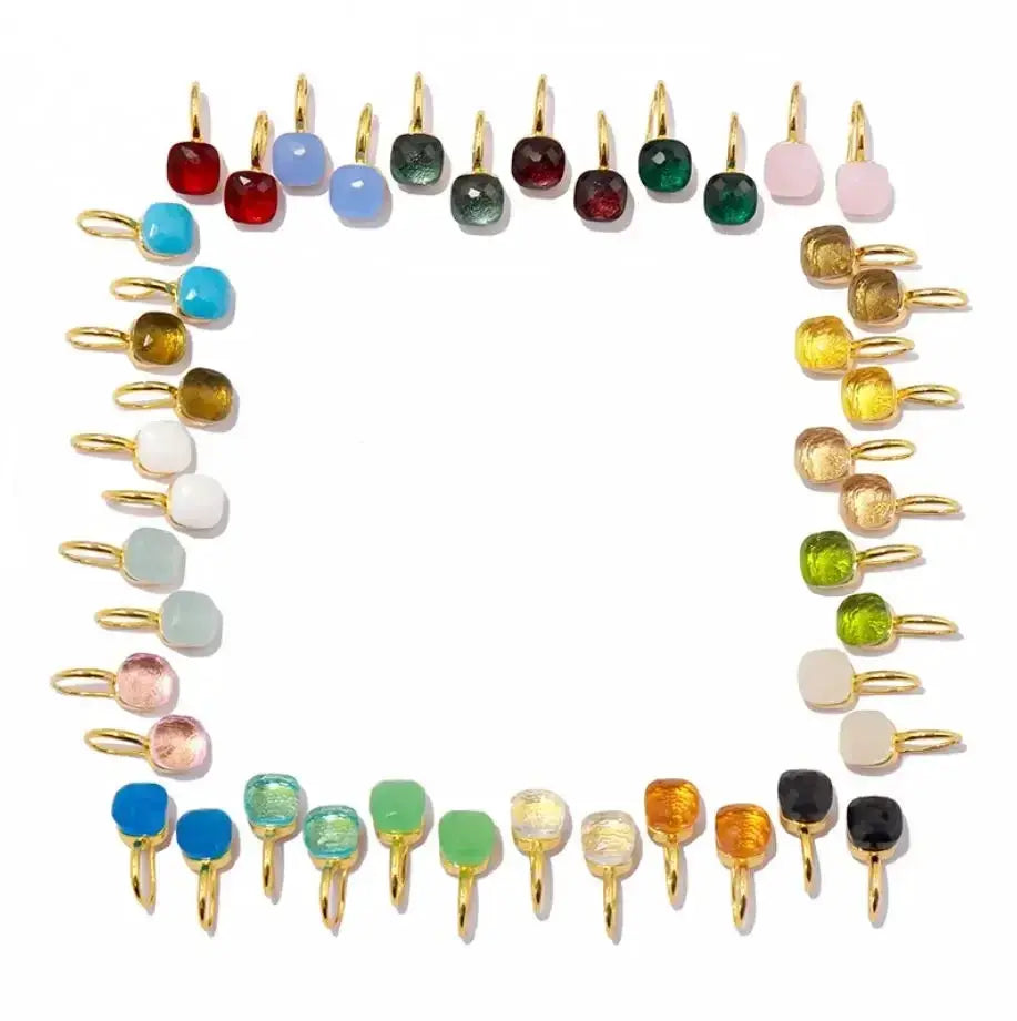 Crystal candy drop earrings in 21 colors, 10mm stones with gold hooks