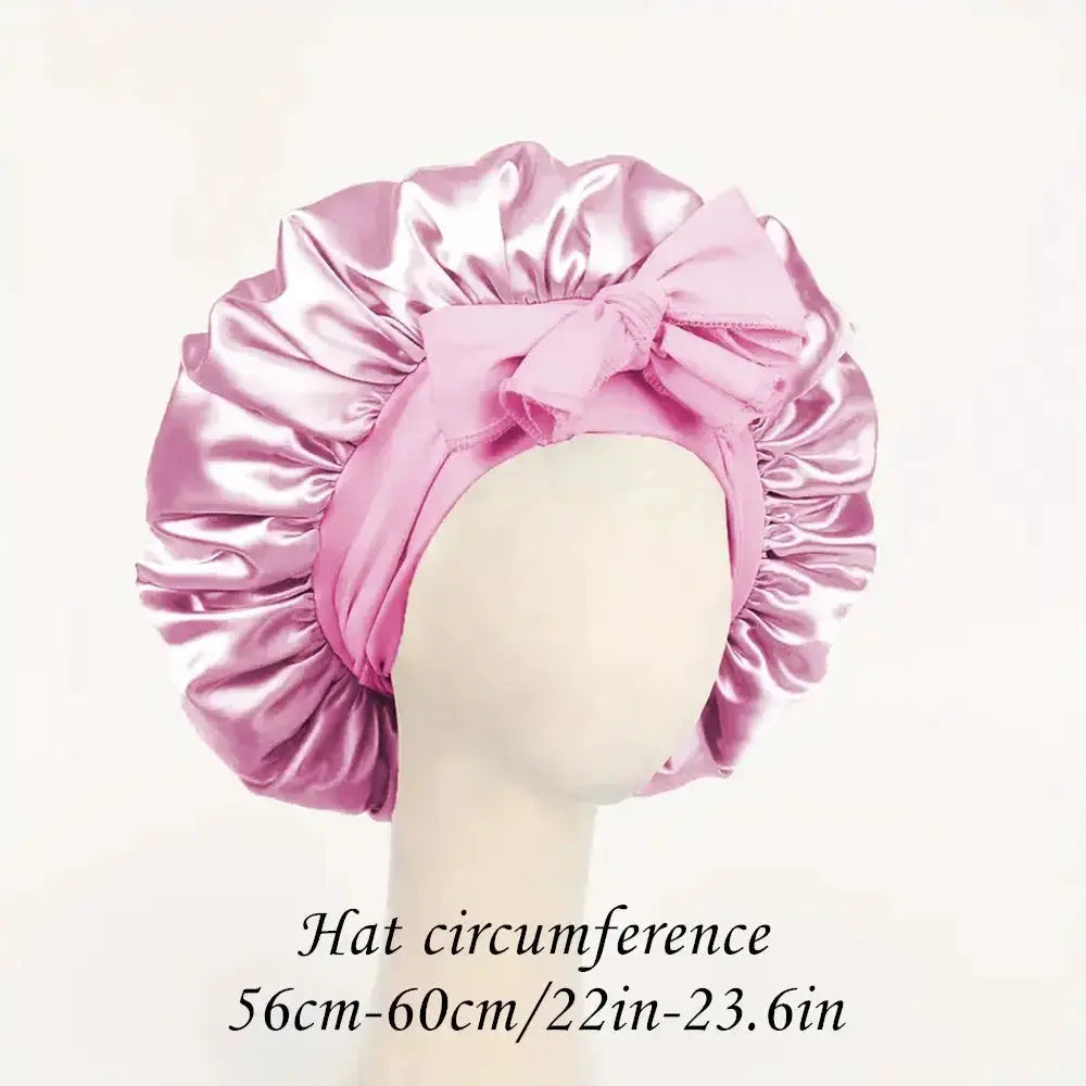 SilkNest Satin Silk Bonnet Adjustable Sleep Cap With Tie Band For Frizz Free Hair Keeps Hair Smooth Overnight