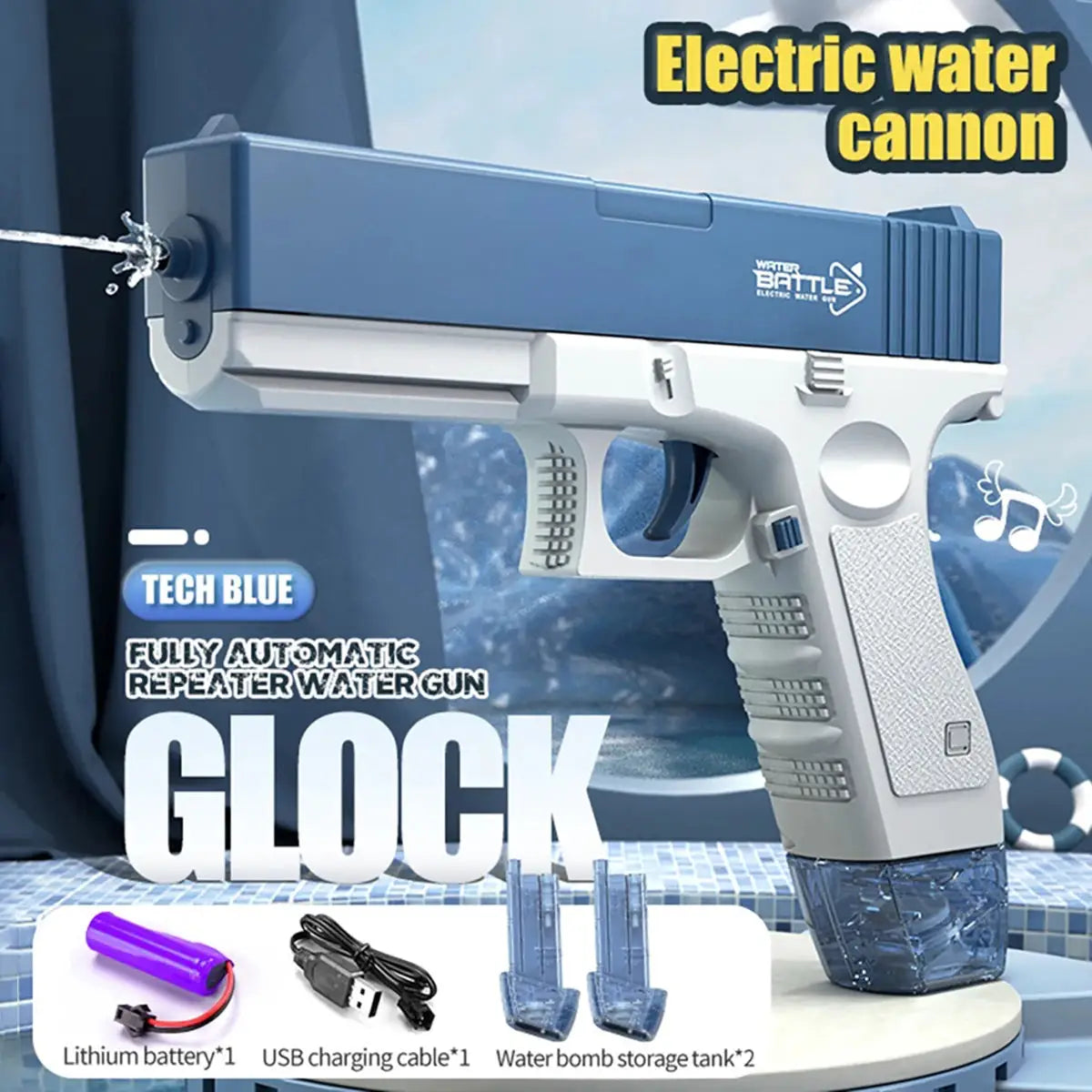 Rechargeable Electric Water Gun With Automatic And Manual Spray Modes For Adults And Kids 32 Feet Range