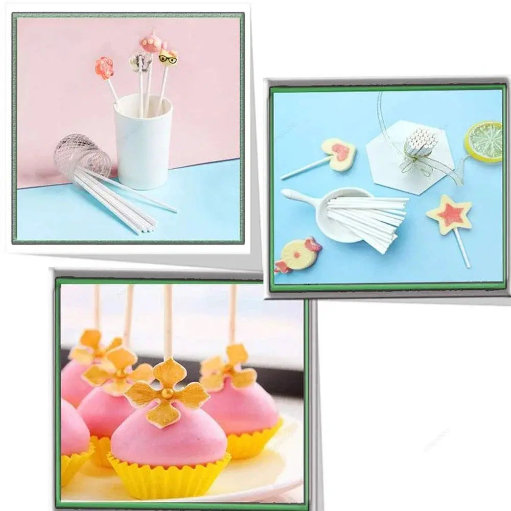White Paper Lollipop Sticks Solid Core 20 To 1500 Pcs For Cake Pops Party Desserts Candy Making