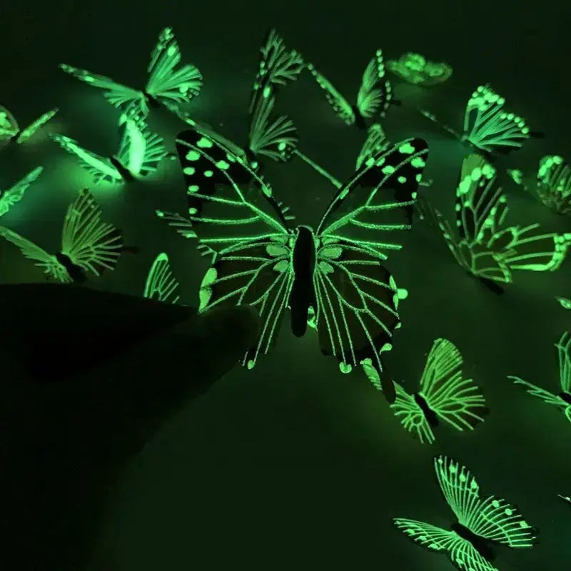 12 Pieces 3D Luminous Butterfly Wall Stickers Set For DIY Decor Modern Wall Art Home Gift