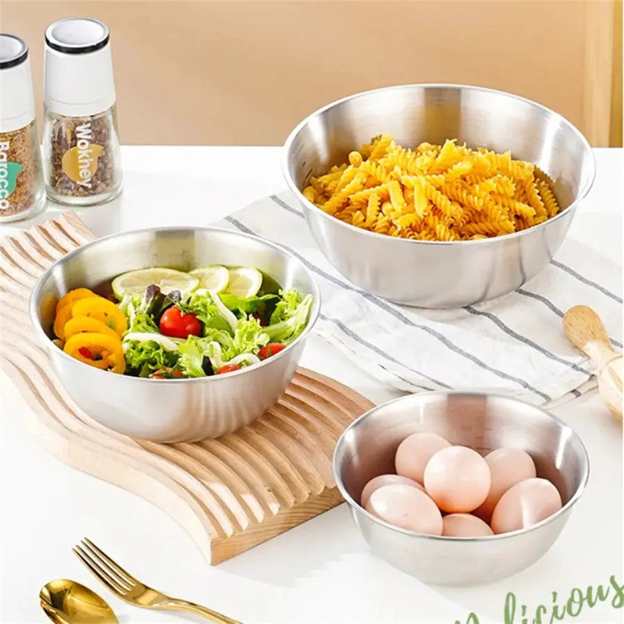 Stainless Steel Gold And Silver Salad Bowl For Rice Noodles Lamian Noodles And Salads Kitchen Tableware Food Container