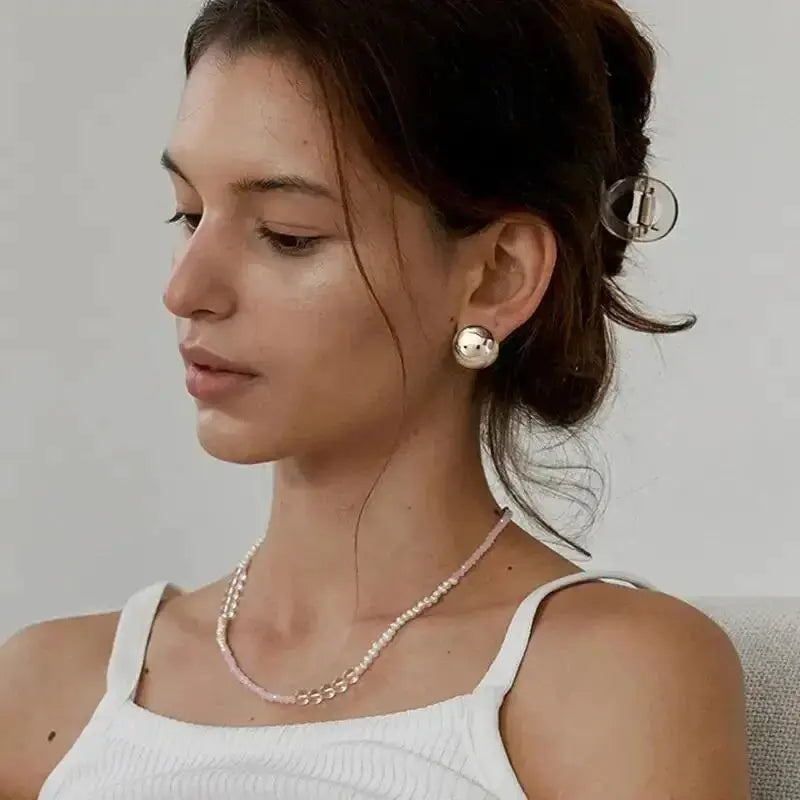 Trending Minimalist Circular Metal Stud Earrings For Women Simple Fashion Jewelry Party Wear Gift