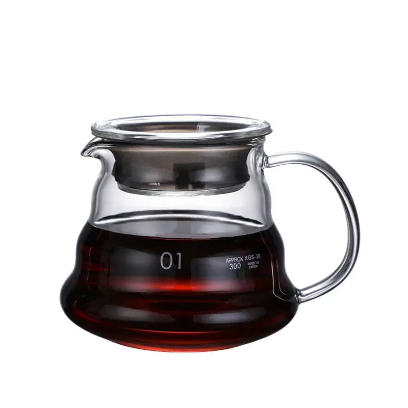 Clear Glass Heat Resistant Coffee Pot With Lids 360 600 800ml For Pour Over And Espresso