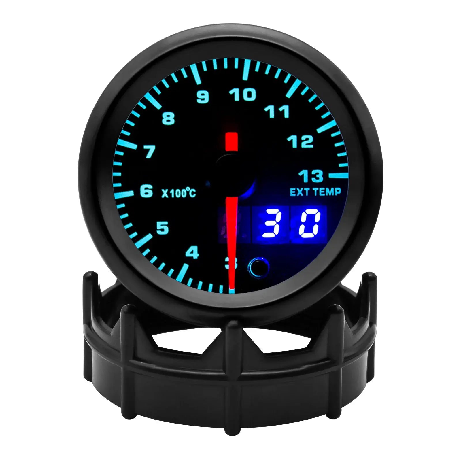 2-inch 52mm LED dual-display gauge cluster with blue backlit tachometer-style dial and digital readout