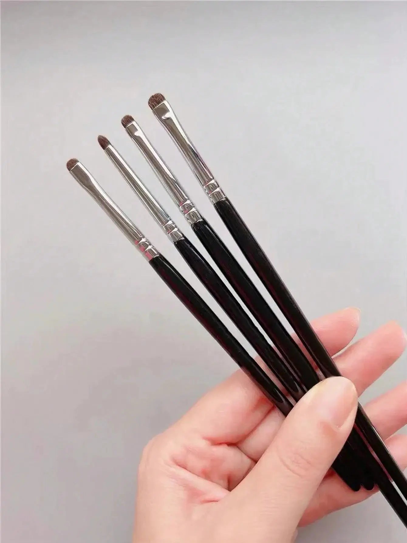 SilkGlow 4 Piece Eye Detail Brush Set Pony Hair For Precision Eyeliner And Eyeshadow Tools