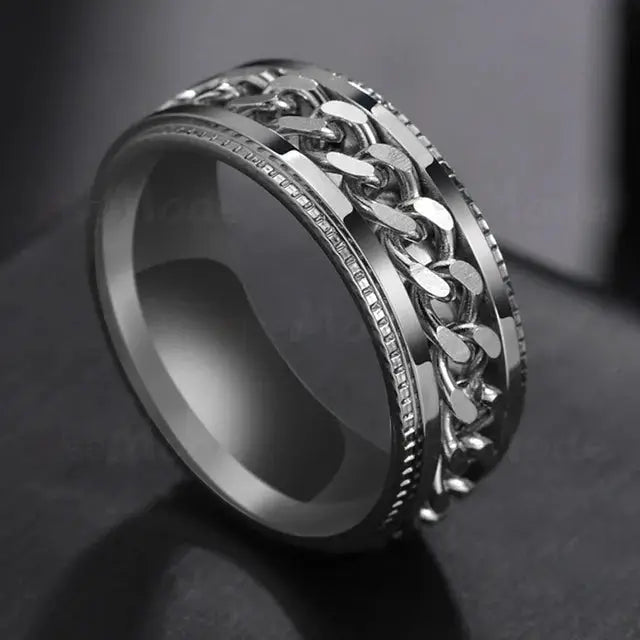 Stainless Steel Rotating Chain Ring for Men and Women High Quality Spinner Punk Jewelry for Parties Gift