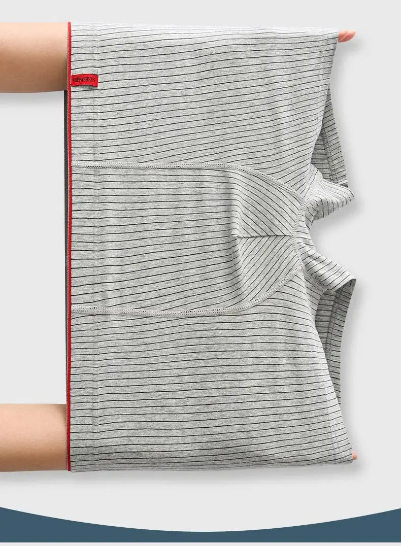 4-pack men's gray striped boxer shorts by Simples Market, soft and breathable