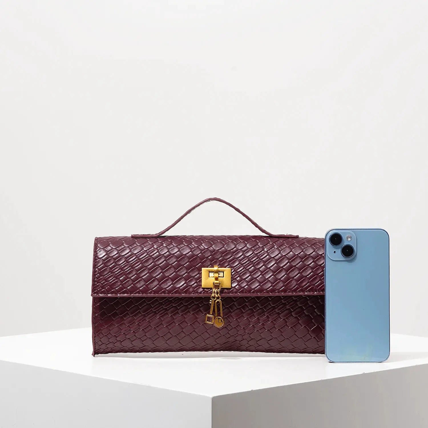 VeraLuxe Vintage Baguette Bag Burgundy PU Purse With Durable Lining For Work And Everyday Use For Women