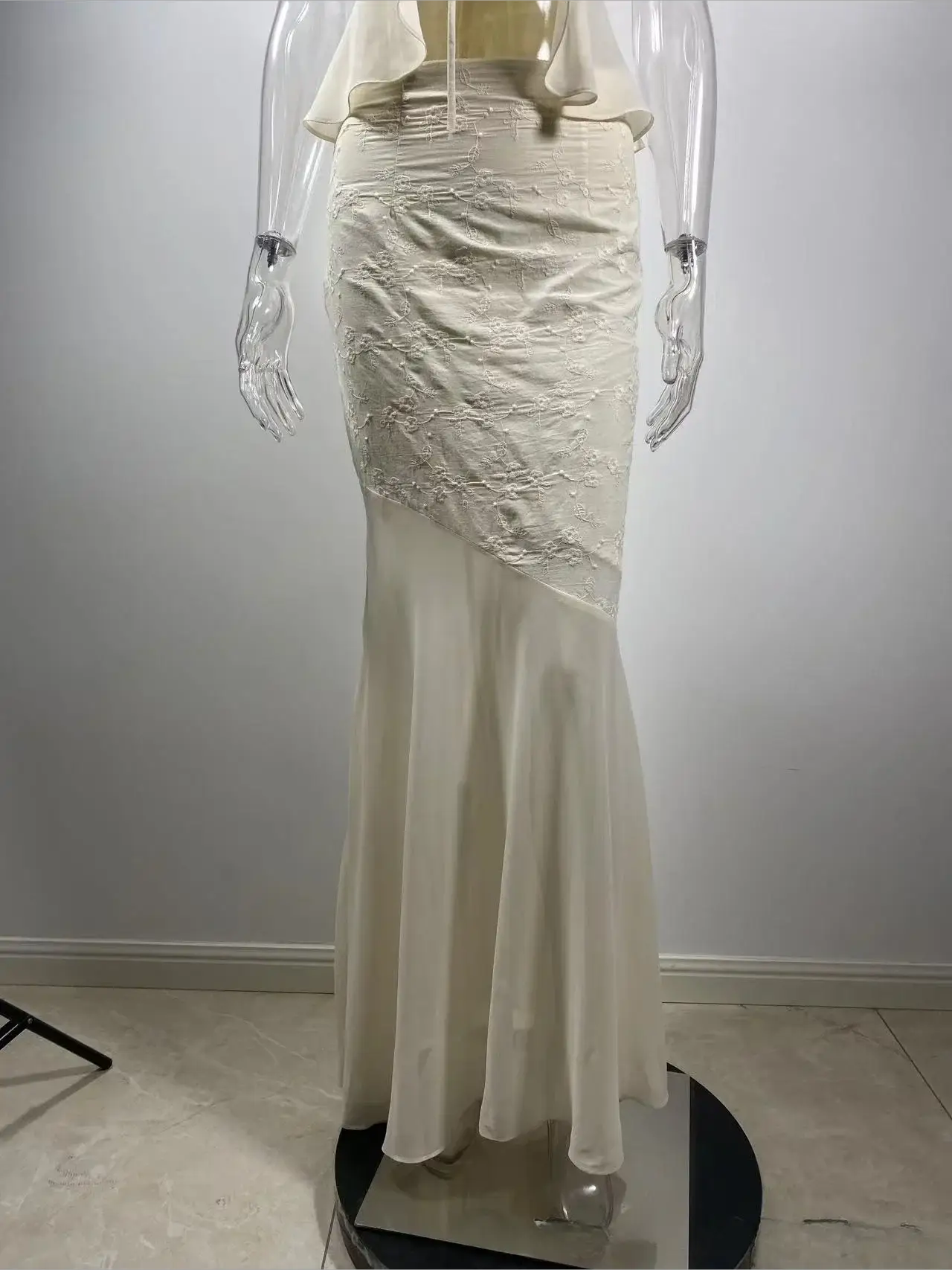 Minigmingxi 2024 Summer Beige Two Piece Dress Set Mermaid Skirt