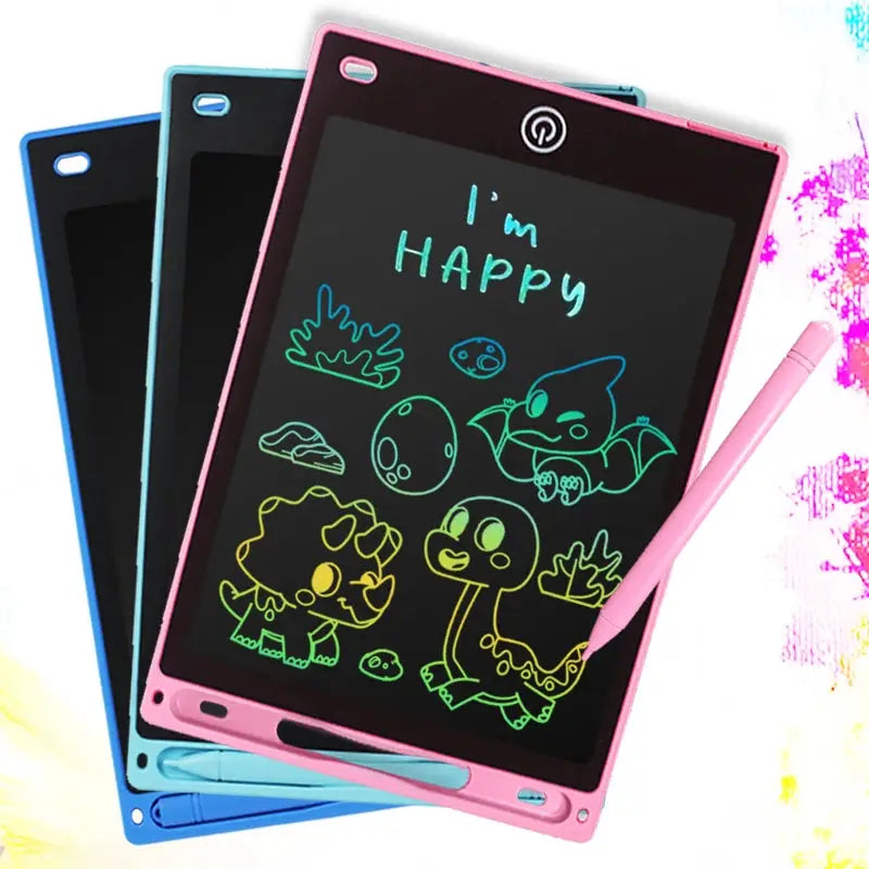 Four 8.5-inch LCD writing tablets for kids by Simples Market, pink/blue frames with styluses
