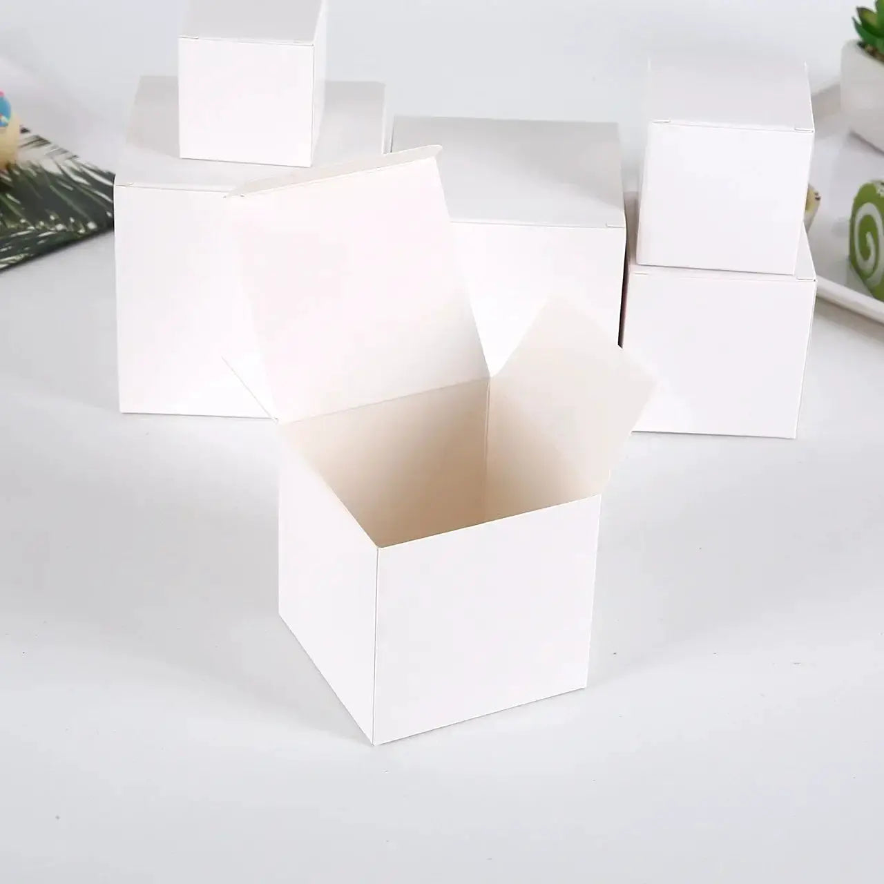 Square Folding Kraft Paper Box Set White Black Brown 20 Or 50 Pack Candle Gift Box For Weddings Party Favors