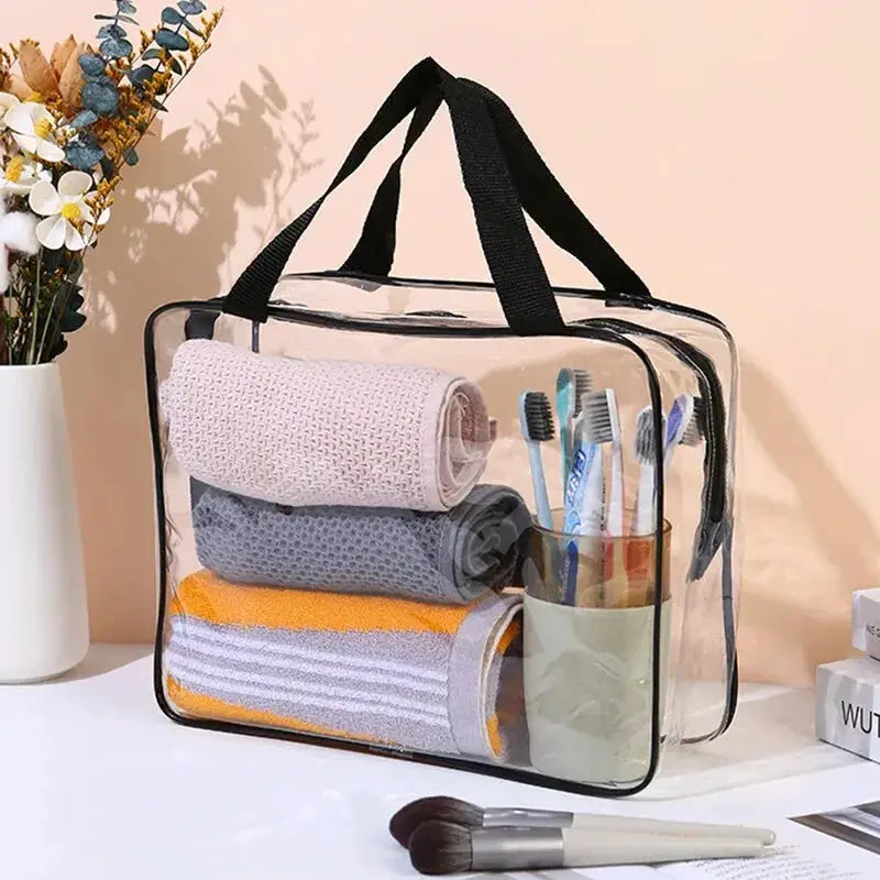 Three Size Transparent Toiletry Bags Set Clear Organizer Bags For Travel Stroller Bag And Makeup Pouch Large Capacity