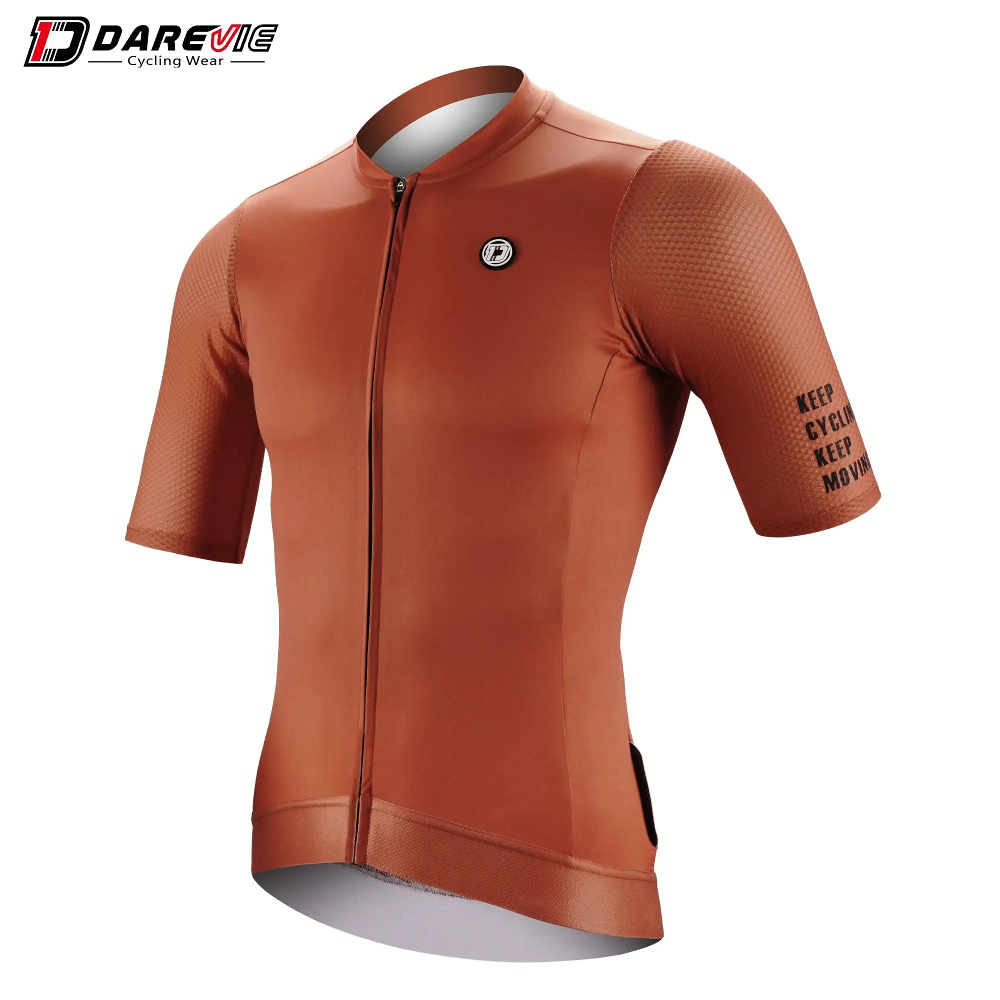 DAREVIE cycling jersey, orange breathable long-sleeve with front zipper and small logo badge