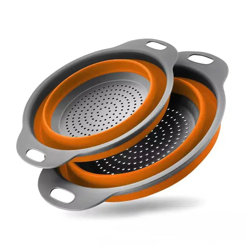 Silicone Folding Drain Basket for Washing Fruits and Vegetables, Collapsible Colander, Foldable Kitchen Strainer