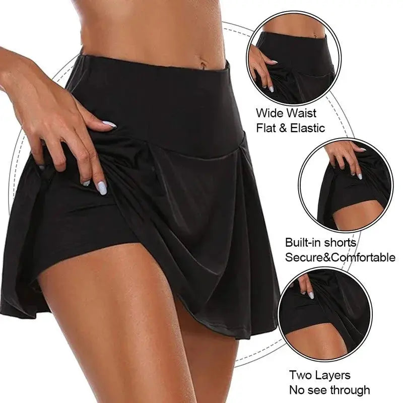 DF Activewear Summer Women Sprints Tennis Dance Fitness Quick Dry High Waist Mini Skirts For Summer Sports