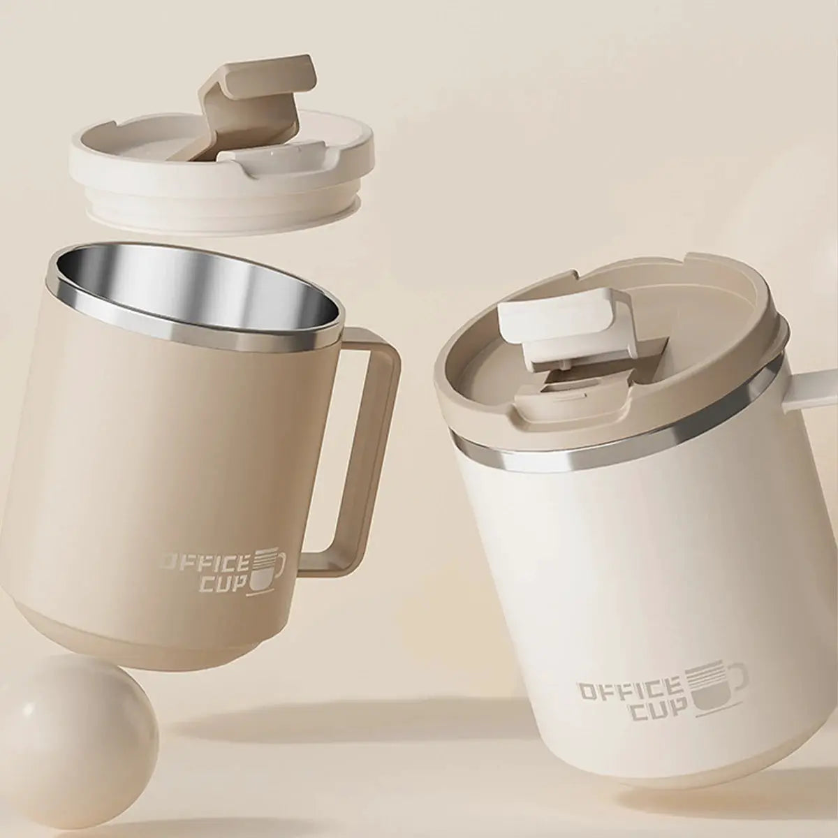 Double Wall Insulated 304 Stainless Steel Coffee Mug With Handle Leak Proof 500ml 16oz Drinkware For Adults And Students
