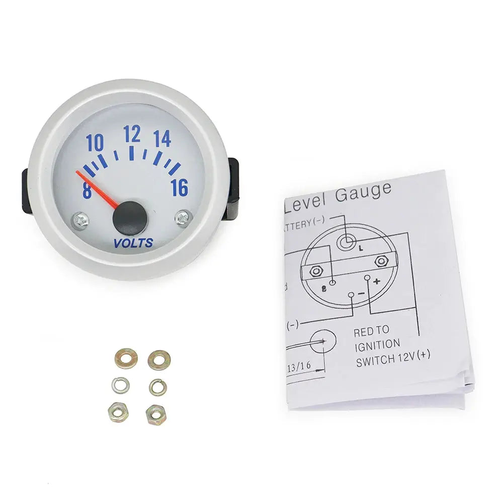 Simples Market Dragon Gauge 2-inch 52mm LED volt gauge kit with mounting screws and instruction sheet