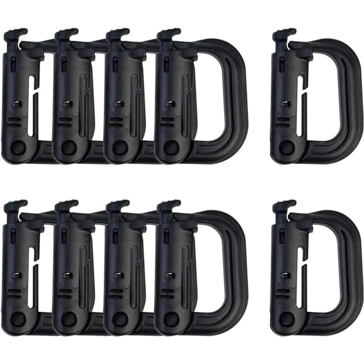Simples Market tactical D-ring carabiners, black plastic Grimlock locking Molle clips (6-pack)