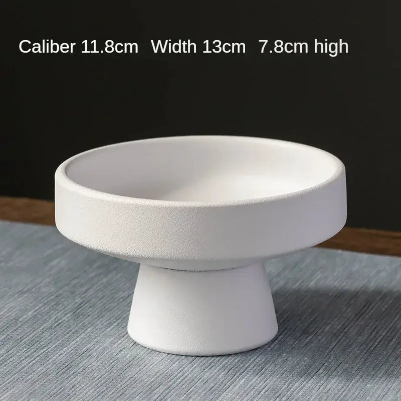 Chinese Style High Footed Ceramic Fruit Tray For Living Room Decor