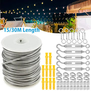 Stainless Steel Heavy Duty Wire Rope Cable Roll Kits For Outdoor Garden Railing Fence Tent Support 15M Or 30M