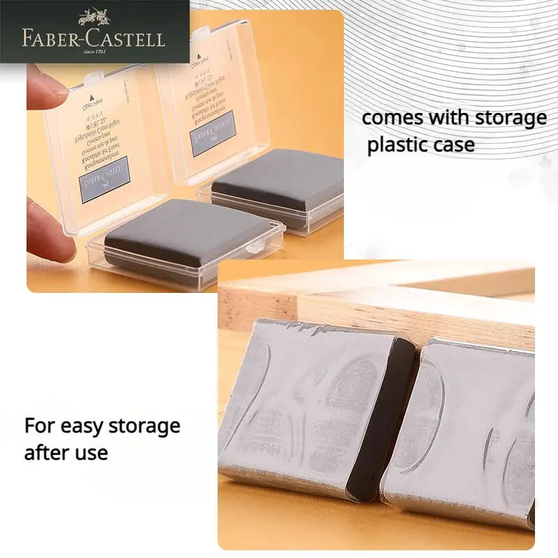 Faber-Castell kneaded eraser in gray with plastic storage case, 1 pc