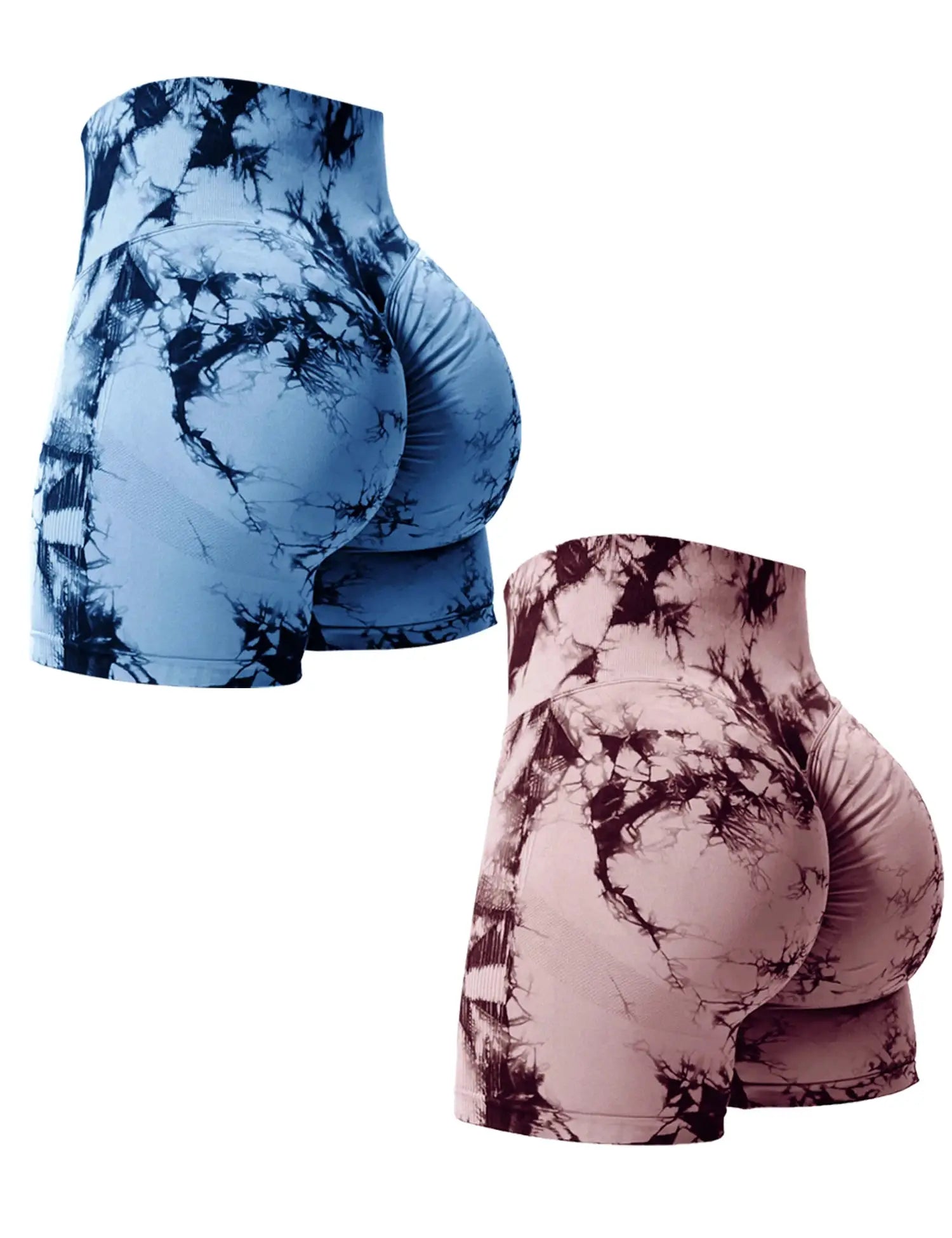 NovaFlex Tie Dye Butt Lifting Seamless Gym Shorts 2 Pack High Waist Nylon Elastane For Workout