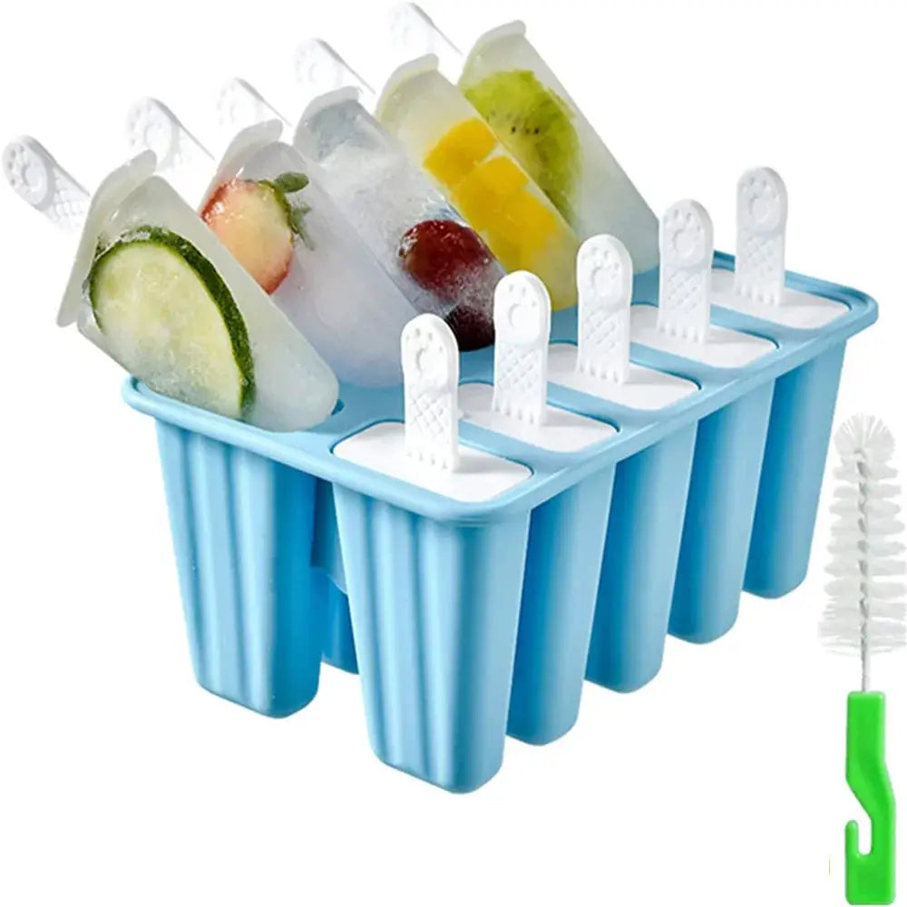 10 Piece Silicone Popsicle Molds BPA Free Easy Release Nonstick Ice Pops Food Grade Durable