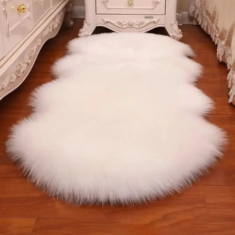 Artificial sheepskin long-hair rug, white fluffy faux fur shag, Simples Market home decor mat