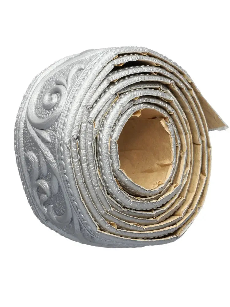 Simples Market 3D wall trim border roll, silver embossed, self-adhesive waterproof baseboard wallpaper