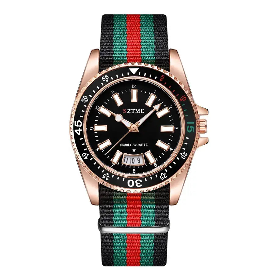 Unisex Nylon Strap Calendar Quartz Watch With Luminous Dial Elegant Business Timepiece For Men And Women