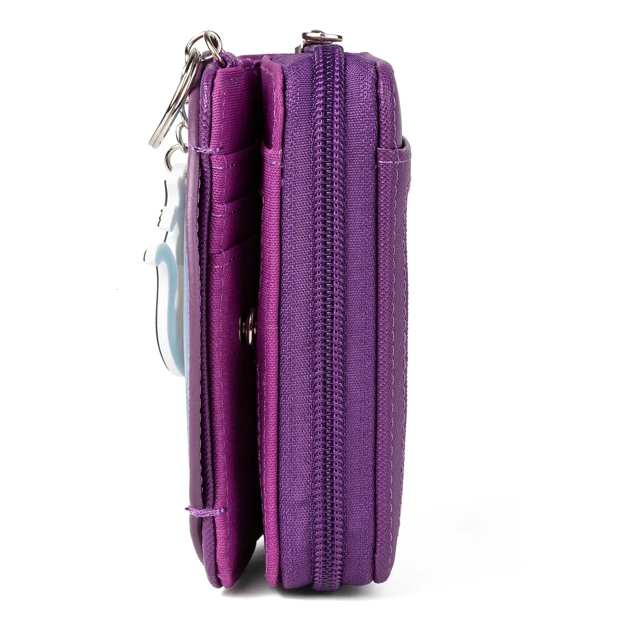 Caroline Sweet purple cartoon coin purse, mini wallet with zipper and keyring