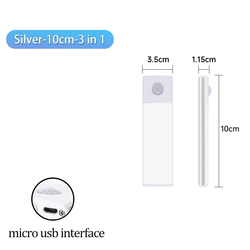 LumaLux USB Rechargeable Motion Sensor LED Cabinet Light With Three Color Temperatures Auto On Motion Activation