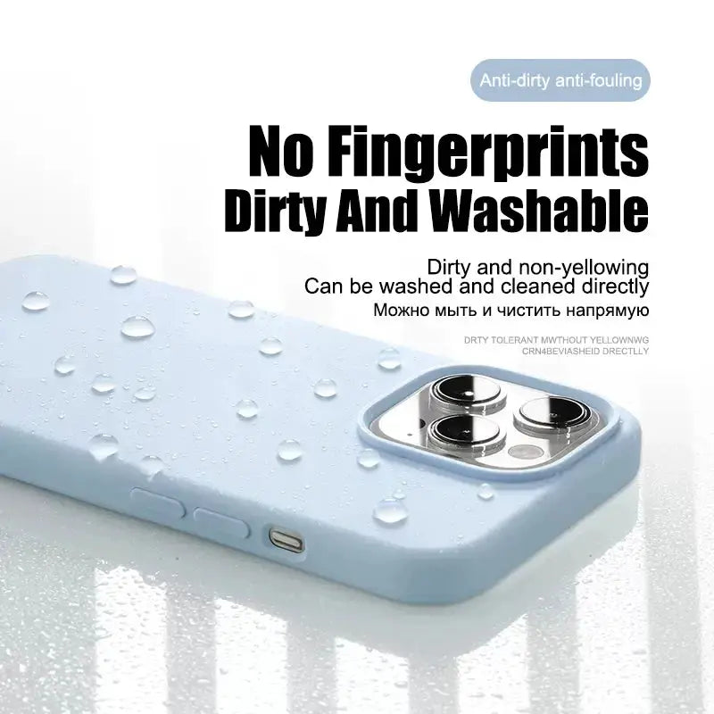Liquid silicone shockproof iPhone case in light blue by Simples Market