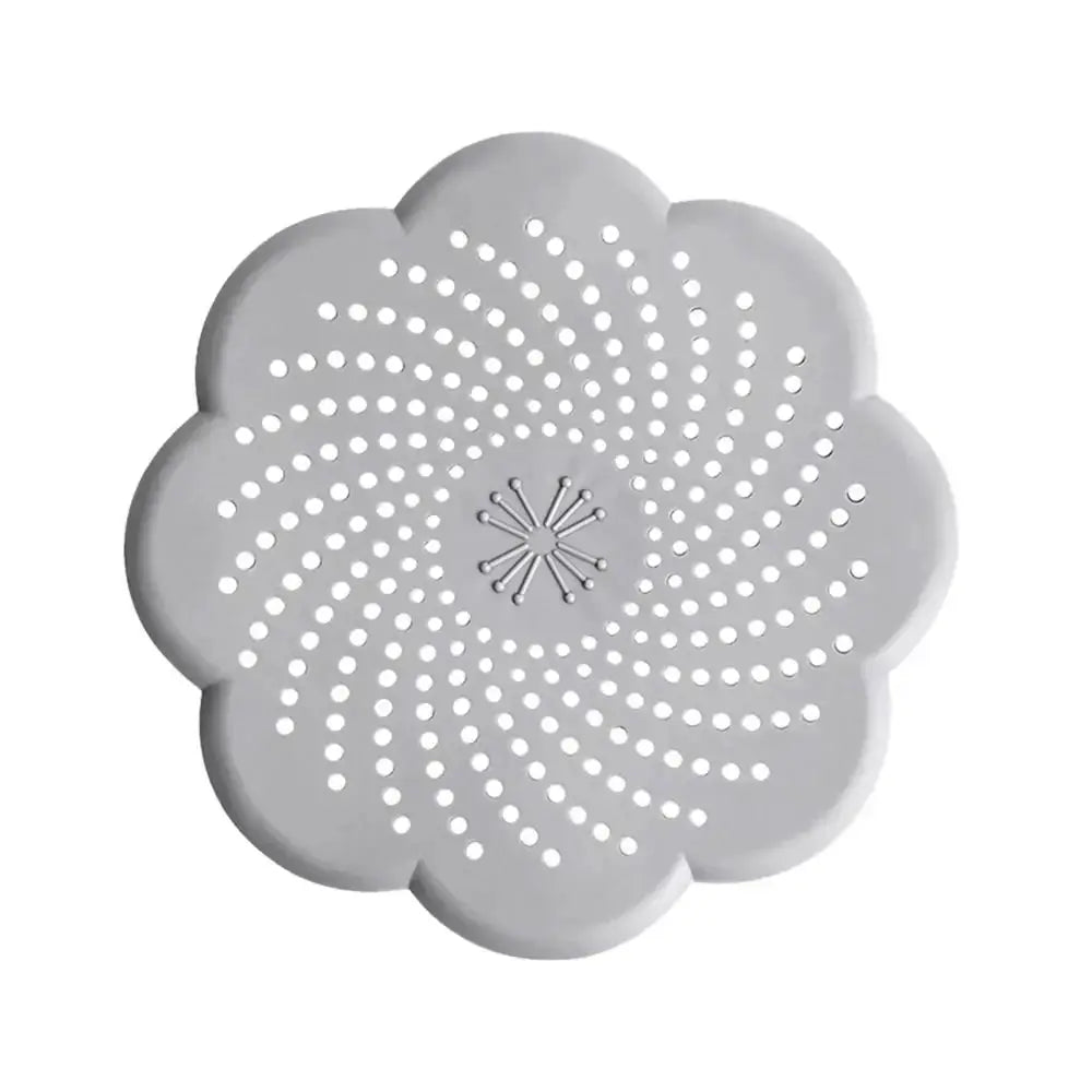 Silicone flower drain cover, gray, Simples Market, hair catcher for sinks.