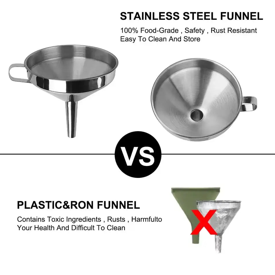 304 Stainless Steel Kitchen Funnel With Strainer Small Oil Filter For Bottles And Liquids