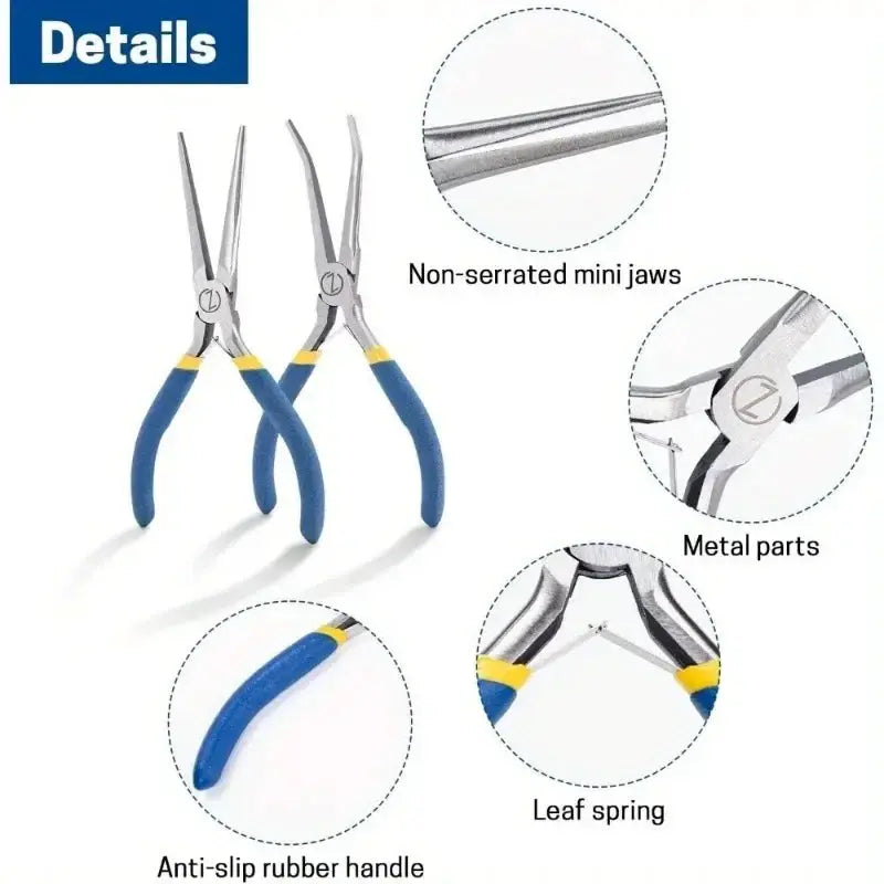 Two Pack 6 Inch Mini Needle Nose Pliers With Comfort Grip Handles And Long Nose Pliers For Handmade Crafts Jewelry Making