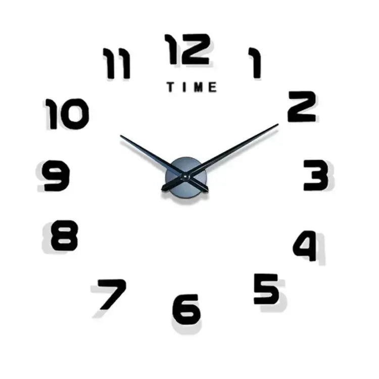 Simples Market wall clock stickers with large black numerals around a blue center, removable DIY decor