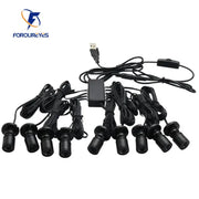 Dimmable USB 5V cabinet LED light kit with multiple black mini downlights and power adapter from FOROUREYES.