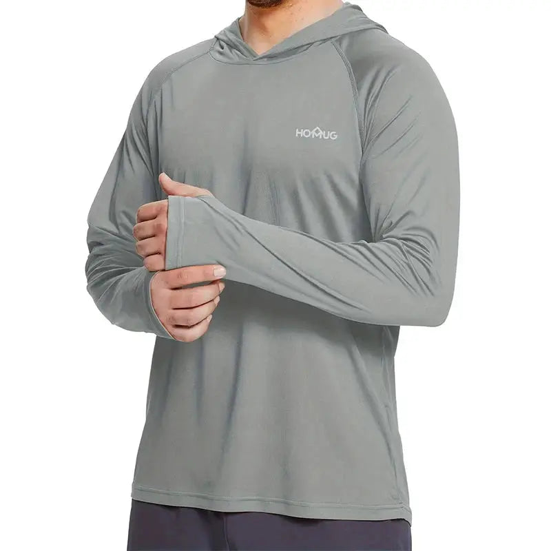 Men's UPF50 Plus Performance T Shirt Hoodie Long Sleeve Sun Protection Quick Dry for Running Fishing Casual Wear