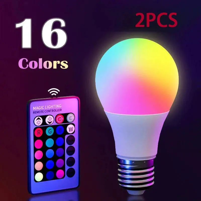 16 Colors RGB LED Bulb E27 220V Dimmable Multicolor Smart Lamp With 24 Key Remote