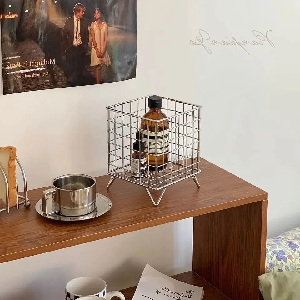 Metal Desk Storage Basket For Office Organization Durable Multi Functional Shelf Basket