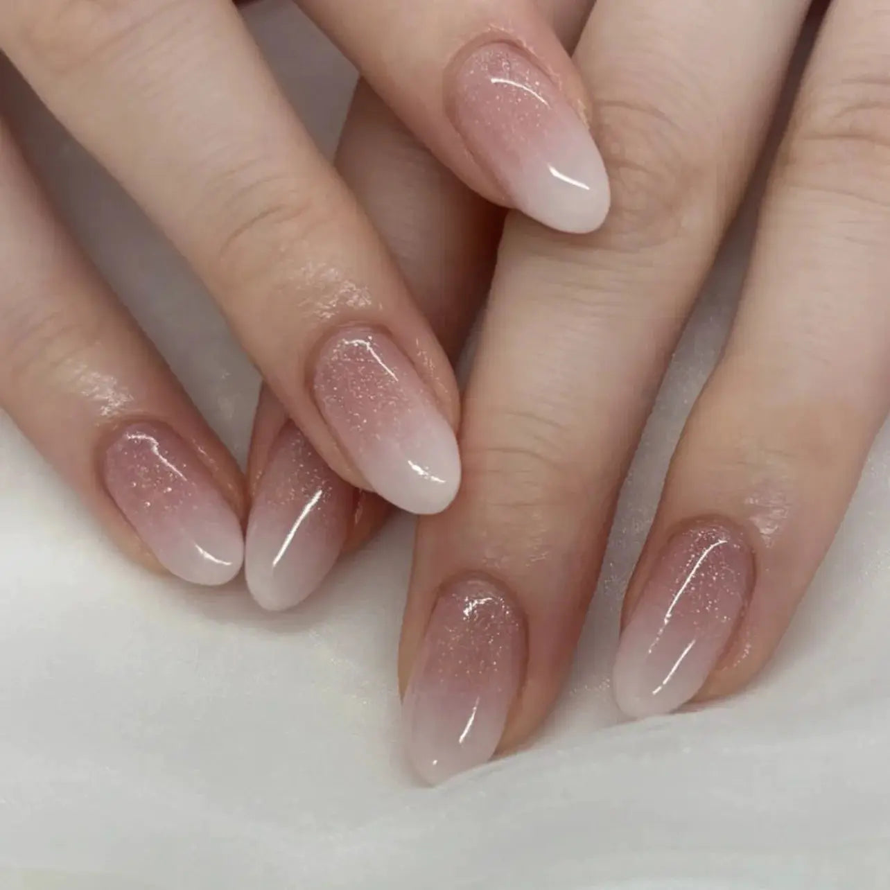 AuraNails 24Pcs Short Oval Blush Pink Press On Nails Full Coverage Acrylic Tips With Glue Included