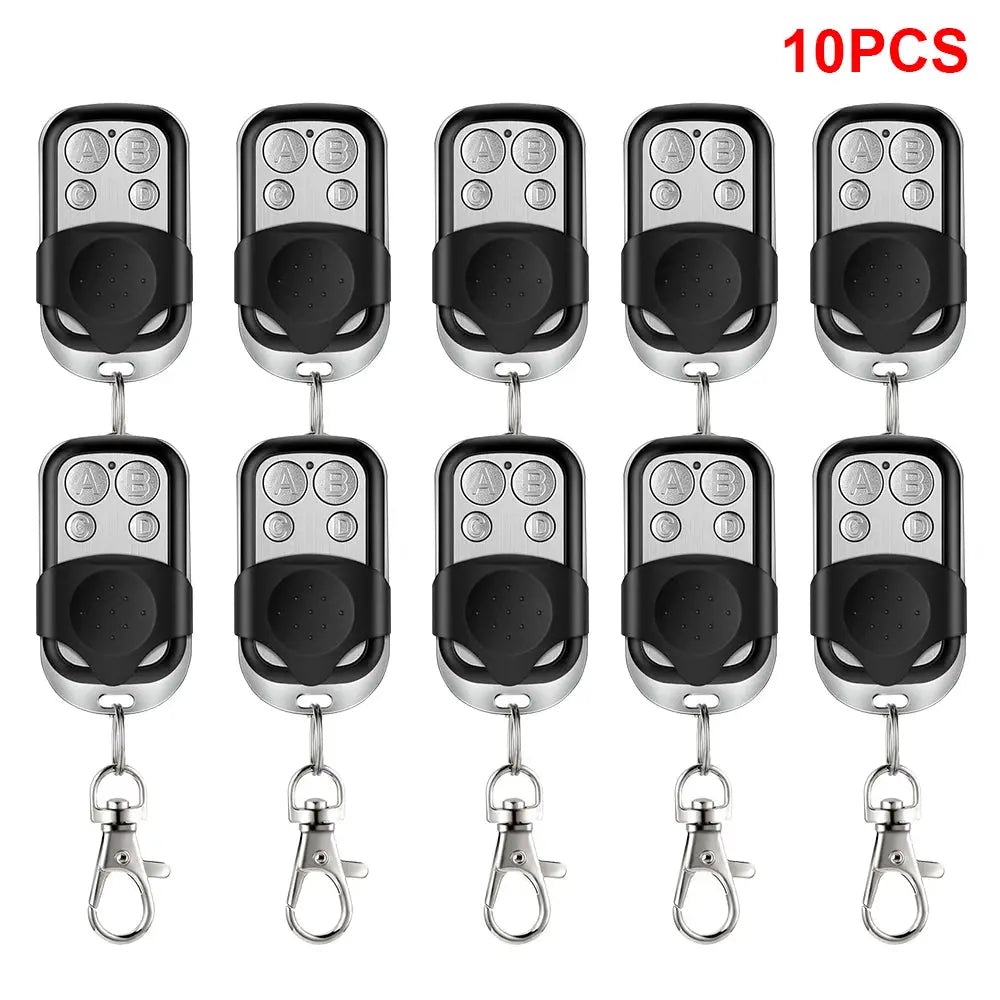 Simples Market universal 4-button garage remote, 10-pack, 433MHz clone with fixed rolling code, black.